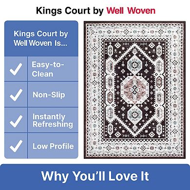 Well Woven Kings Court Kama Black Tribal Medallion Area Rug