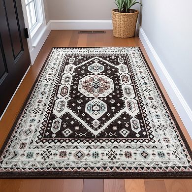 Well Woven Kings Court Kama Black Tribal Medallion Area Rug