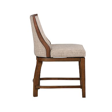 Katherine 25.5 In. High Back Wood 40.74 In. Swivel Counter Stool With Fabric Seat