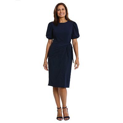 knee length dresses for ladies Crewneck Flutter Sleeve Cap Midi Dress – French Cuff Boutique main image 1