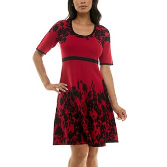 Women's Nina Leonard Scoopneck Fit & Flare Sweater Dress