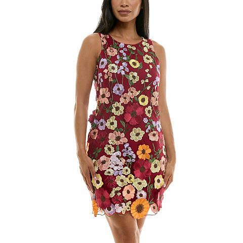 Женские платья Nina Leonard Women's Nina Leonard 3D Embroidered Floral Dress