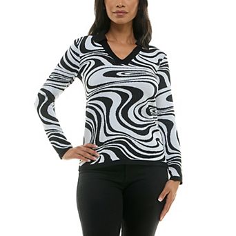 Women's Nina Leonard Johnny Collar V-Neck Top