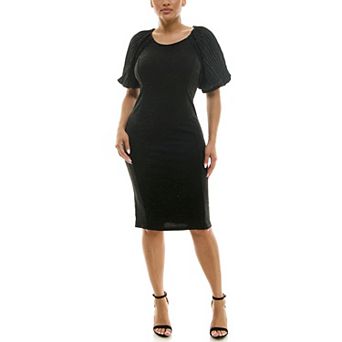 Women's Nina Leonard Puff Sleeve Sheath Dress