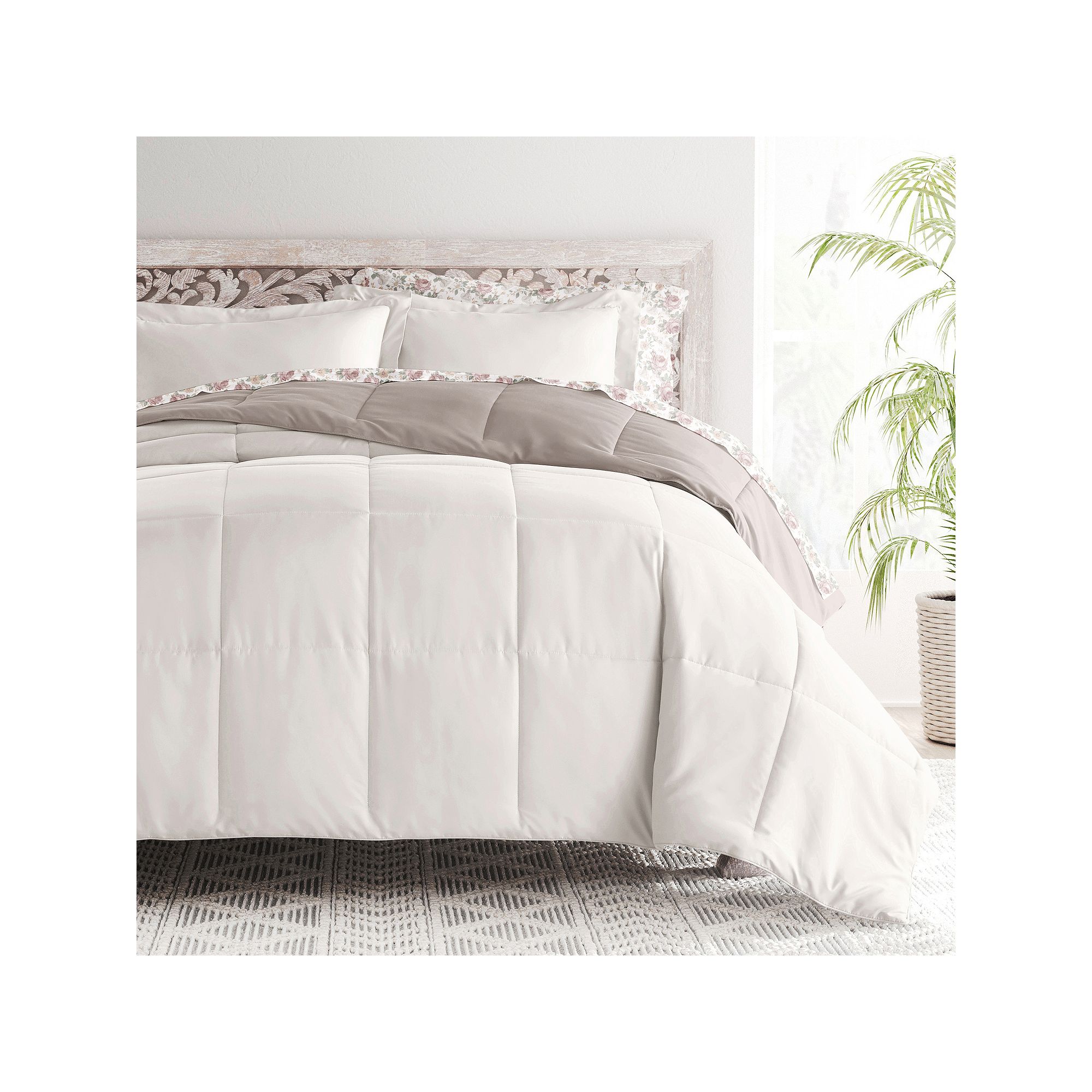 Home Collection Bedding Bundle Reversible Comforter Set, Blooming Floral La