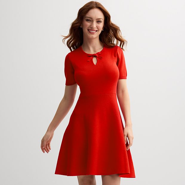 knee length dresses for ladies BloomChic Women's Plus Size Cable Knit Fit-And-Flare Mini Sweater Dress DarkGreen Solid Mini Cable Knit 22-24/3X main image 0