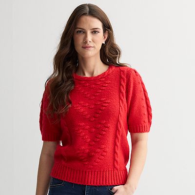 Women's Draper James Short Sleeve Heart Sweater