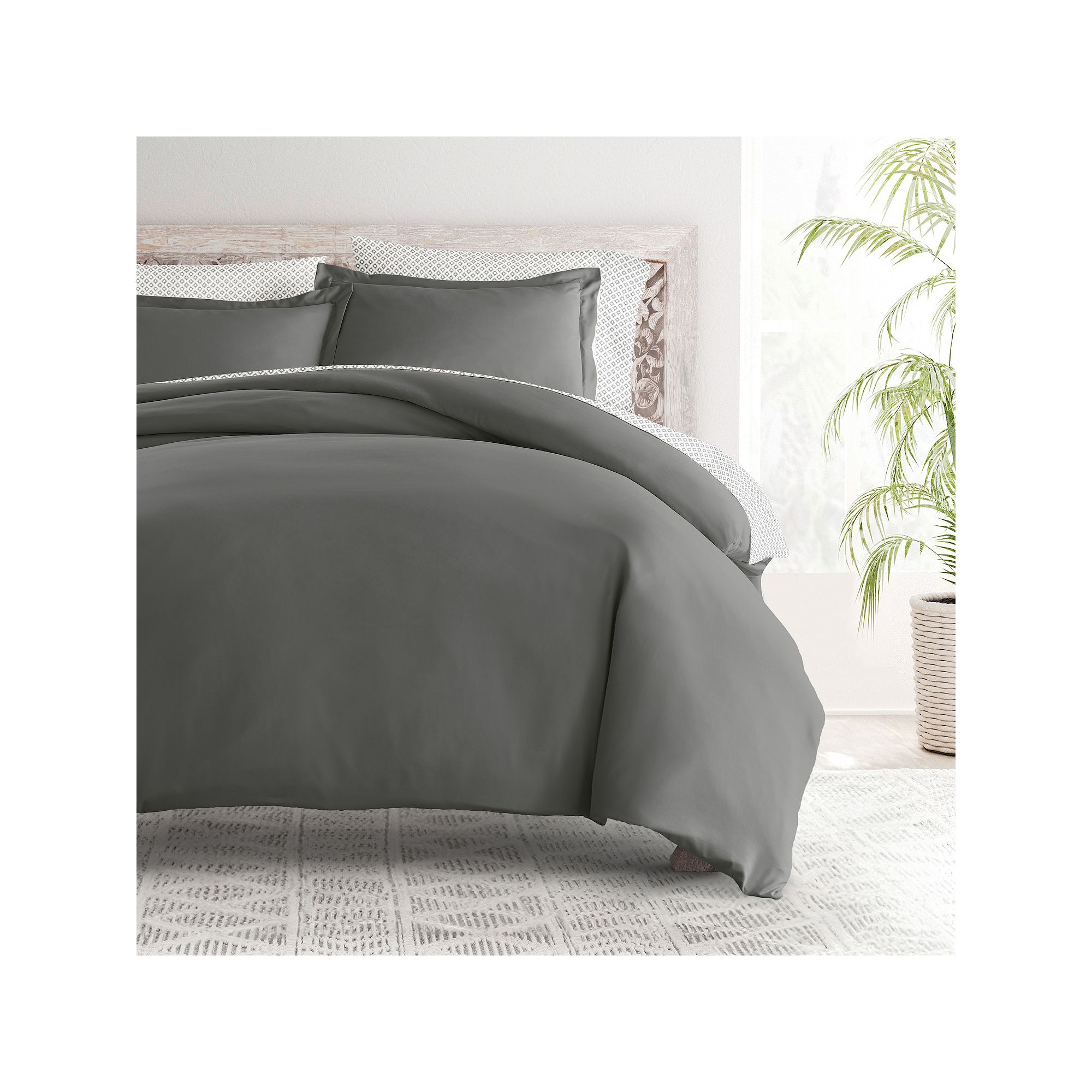 Home Collection Bedding Bundle Solid Duvet Cover Set, Polaris Gray