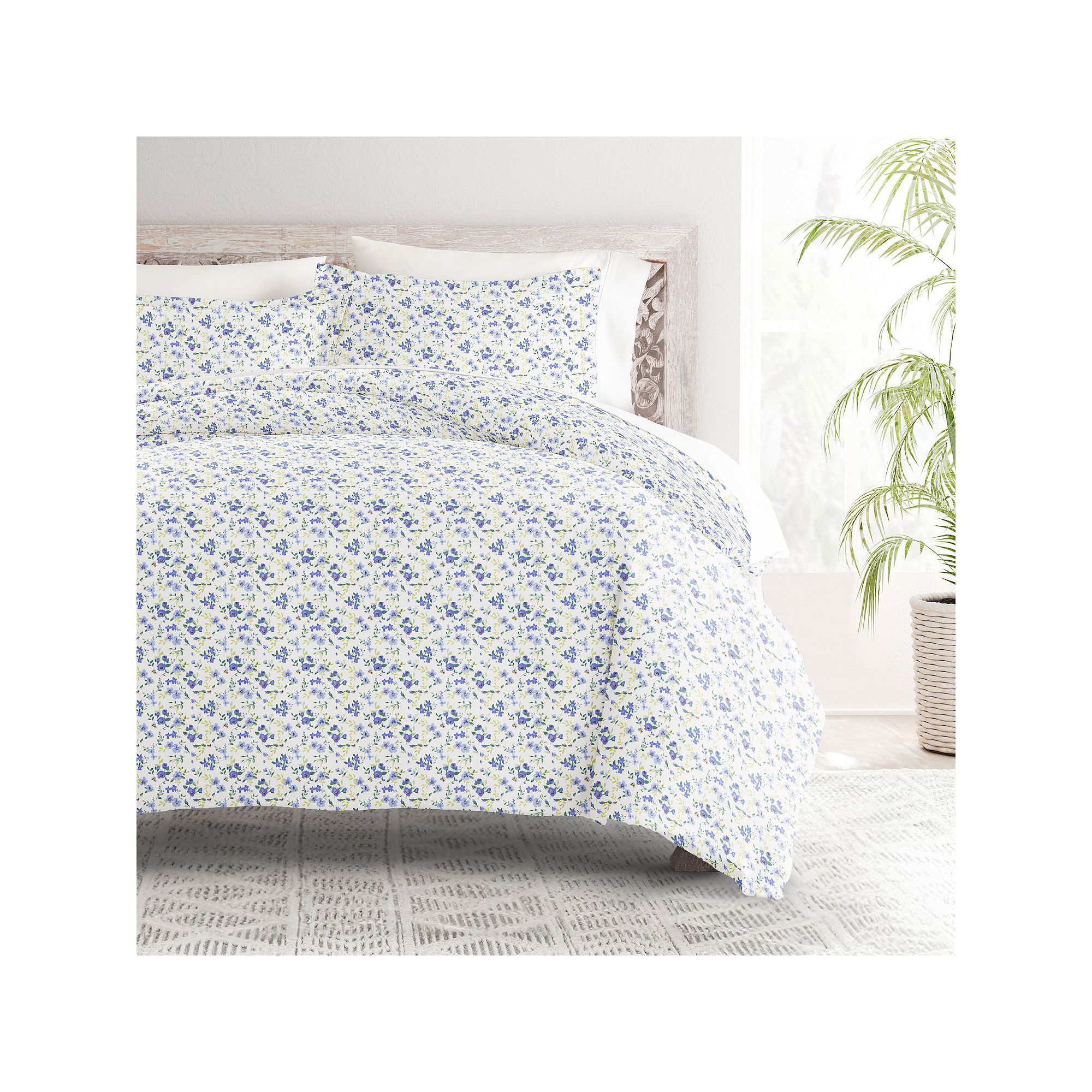 Home Collection Bedding Bundle Patterned Duvet Cover Set, Blossoms Light Bl