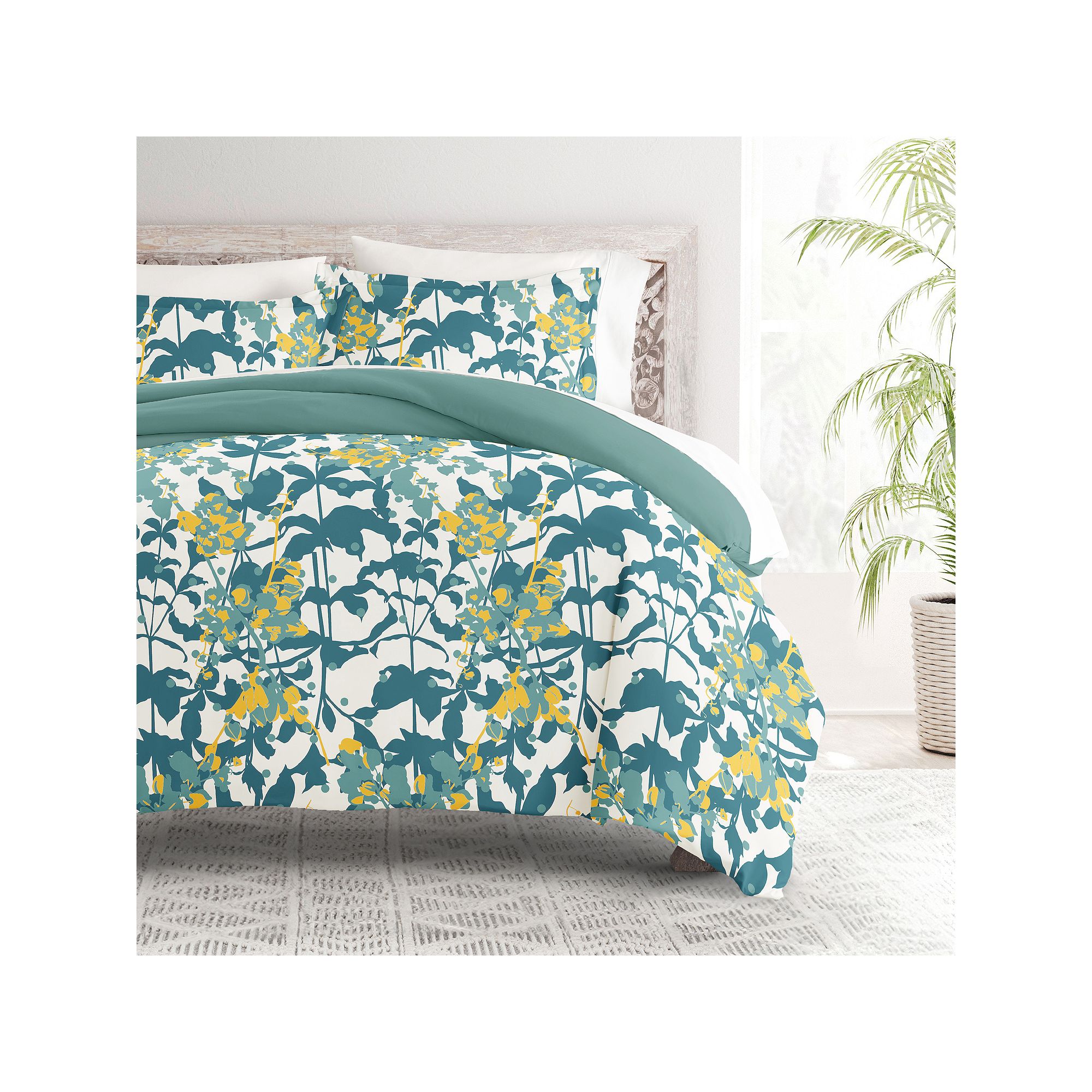 Home Collection Bedding Bundle Patterned Duvet Cover Set, Boho Flower Blue
