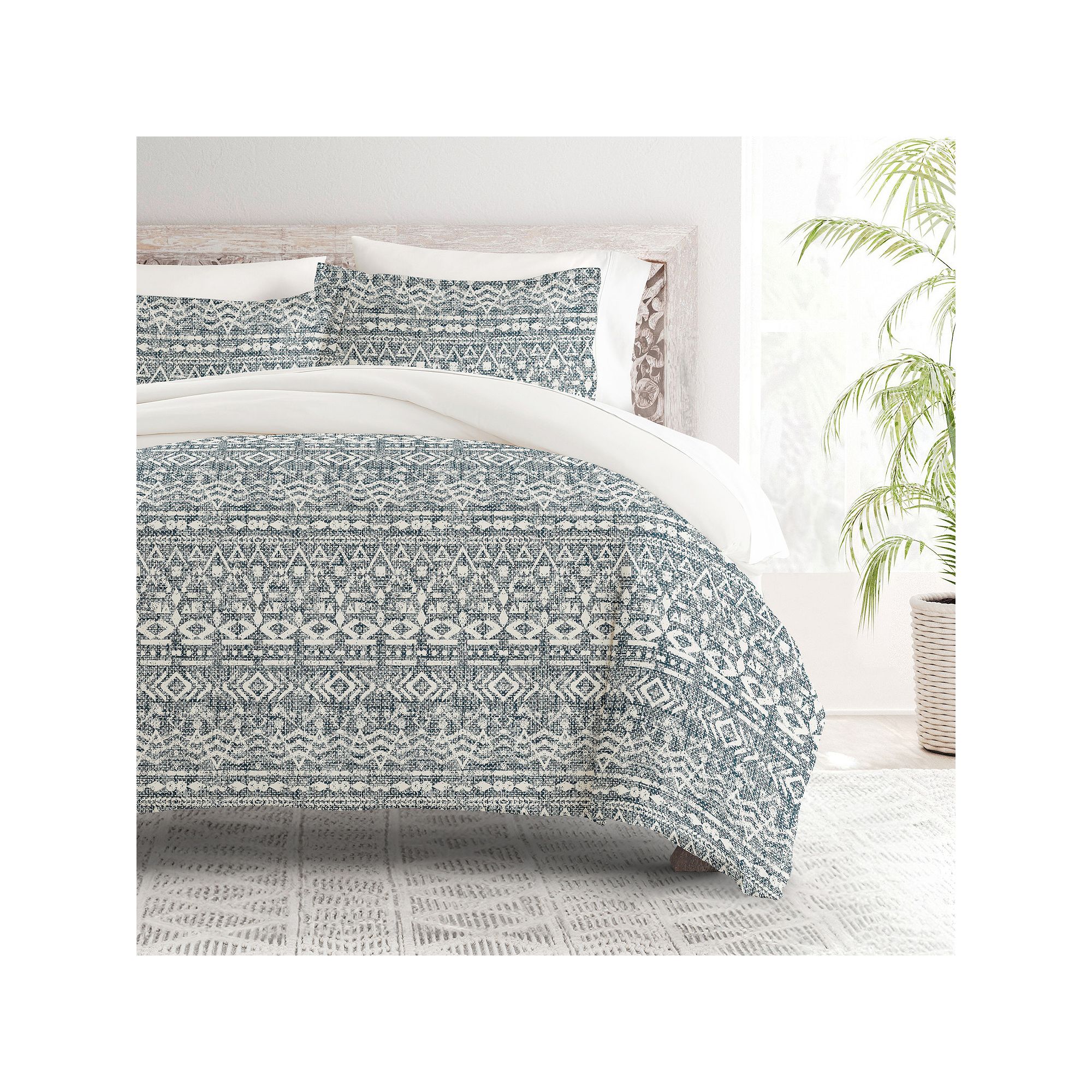 Home Collection Bedding Bundle Patterned Duvet Cover Set, Modern Rustic Blu