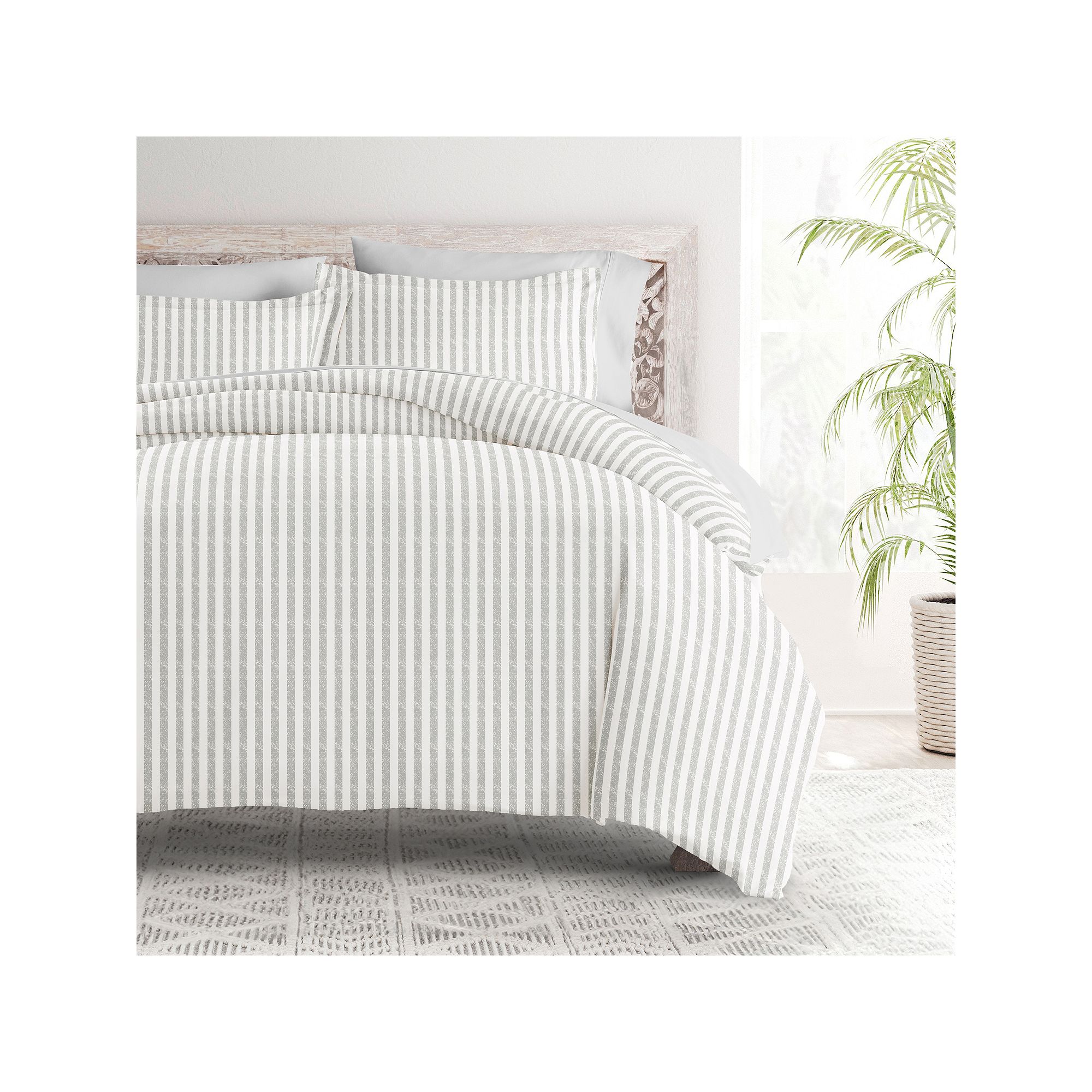 Home Collection Bedding Bundle Patterned Duvet Cover Set, Rugged Stripes Lt