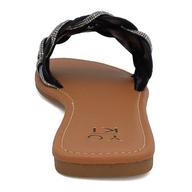 Yoki Alabama Women's Braided Rhinestone Flat Sandals