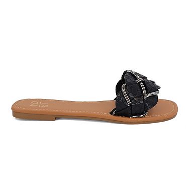 Yoki Alabama Women's Braided Rhinestone Flat Sandals