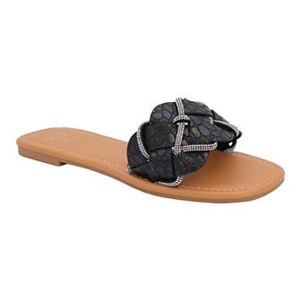 Yoki Alabama Women's Braided Rhinestone Flat Sandals