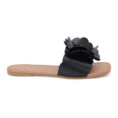 Yoki Essie Women's Denim Checkered Stone & Fringe Sandals