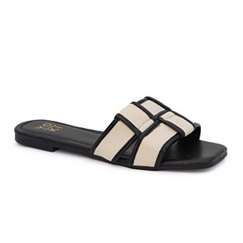 Yoki Essie Women's Denim Checkered Stone & Fringe Sandals