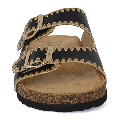Yoki Gian-218 Women's Double Buckle Cork Sandals