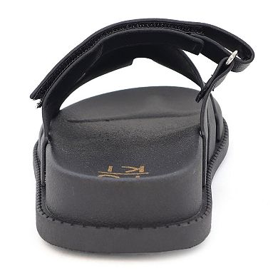 Yoki Nicole Women's Dual Tone Open-Toe Slide Sandals