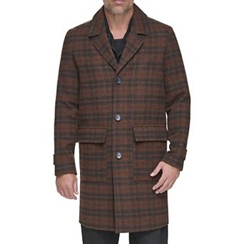 Men's Andrew Marc Bexar Plaid Wool Blend Overcoat