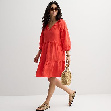 Women's Sonoma Goods For Life® Elevated Tiered Babydoll Dress