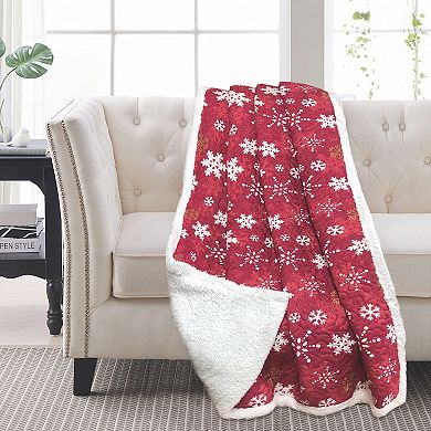 Harper Lane® Snowflake Red Sherpa Throw Blanket