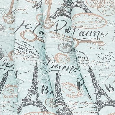Harper Lane Travel to Paris Quilted Sherpa Throw Blanket