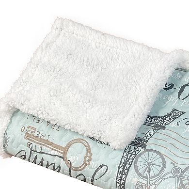 Harper Lane Travel to Paris Quilted Sherpa Throw Blanket