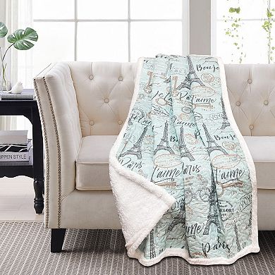 Harper Lane Travel to Paris Quilted Sherpa Throw Blanket