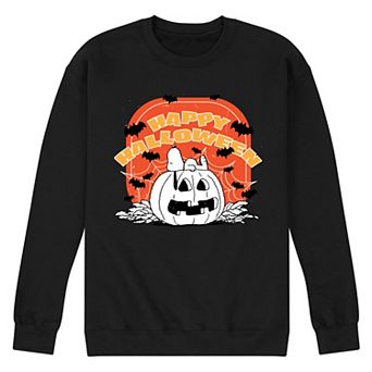 Men's Peanuts Pumpkin Retro Halloween Fleece Sweatshirt