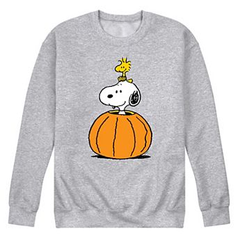 Men's Peanuts Snoopy Woodstock Pumpkin Fleece Sweatshirt