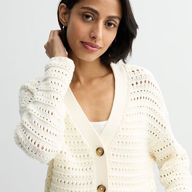 Petite Sonoma Goods For Life Open Stitch Cardigan