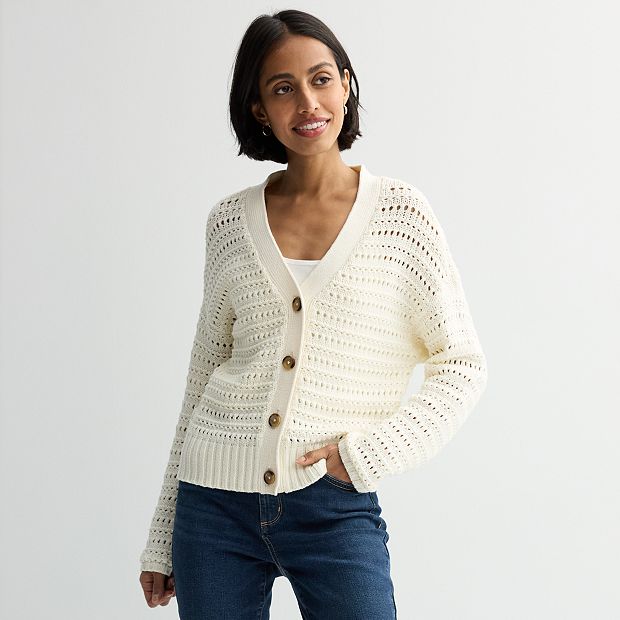 Petite Sonoma Goods For Life Open Stitch Cardigan Petite Sonoma Goods For Life Open Stitch Cardigan