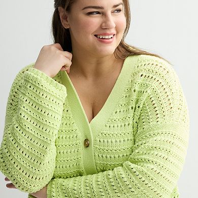 Plus Size Sonoma Goods For Life® Open Stitch Knit Cardigan
