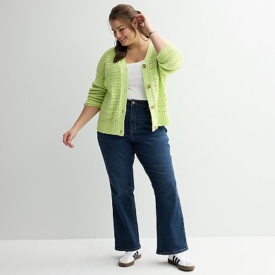 Plus Size Sonoma Goods For Life® Open Stitch Knit Cardigan