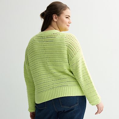 Plus Size Sonoma Goods For Life® Open Stitch Knit Cardigan