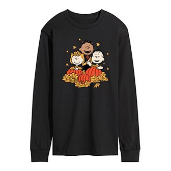 Men's Peanuts Pumpkin Trio Long Sleeve Graphic Tee