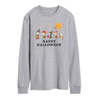 Men's Peanuts Retro Halloween Group Long Sleeve Graphic Tee