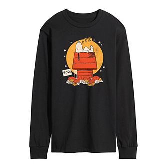 Men's Peanuts Snoopy Halloween Dog House Long Sleeve Graphic Tee