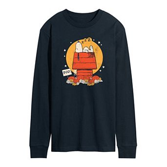 Men's Peanuts Snoopy Halloween Dog House Long Sleeve Graphic Tee