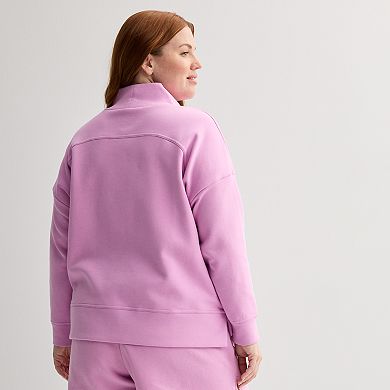 Plus Size Tek Gear Double Knit Funnel Neck Sweater