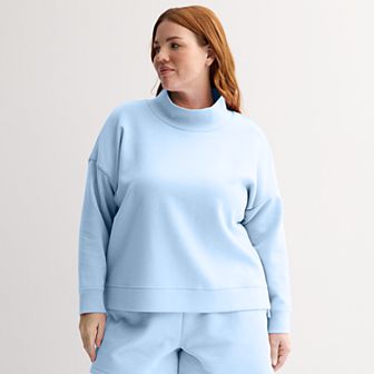 Plus Size Tek Gear Double Knit Funnel Neck Sweater