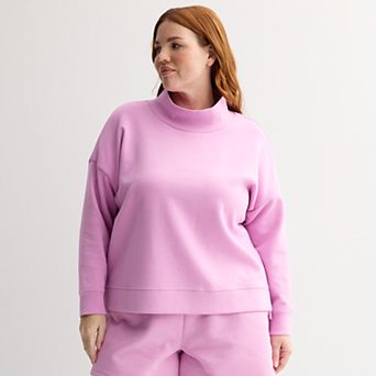 Plus Size Tek Gear Double Knit Funnel Neck Sweater