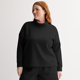 Plus Size Tek Gear Double Knit Funnel Neck Sweater