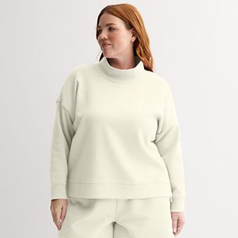 Plus Size Tek Gear Double Knit Funnel Neck Sweater