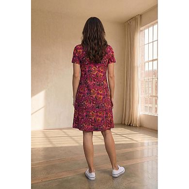 Ellos Plus Size Stretch Knit Scoop Neck Short Sleeve A Line Dress