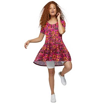 Ellos Plus Size Stretch Knit Scoop Neck Short Sleeve A Line Dress