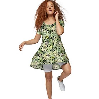 ellos Plus Size Stretch Knit Scoop Neck Short Sleeve A Line Dress