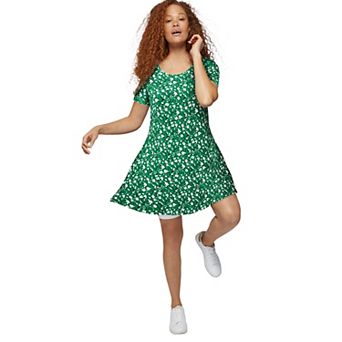 ellos Plus Size Short Sleeve A-Line Knit Dress