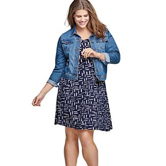ellos Plus Size Short Sleeve A-Line Knit Dress